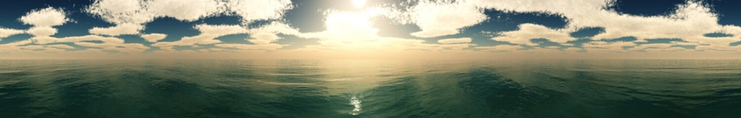 Panorama of the sea with clouds.

