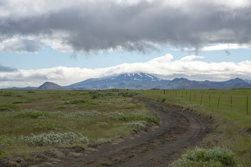 Hekla volcano covered in clouds