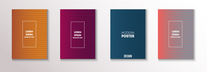 Minimal Covers, Vector Hipster Abstract Brands Design. Magenta, Cyan, Yellow Corporate Identity Blend Tech Halftones. Business Minimal Covers, Cool Retro Ad Music Party Poster Bright Gradient Stripes.