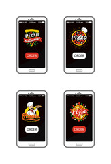 Pizzeria Restaurant Logos Set Vector Illustration