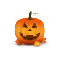 Vector cute pumpkin. Cartoon illustration for halloween, thanksgiving day
