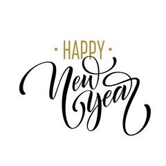Obraz premium 2019 Happy New Year. Beautiful Handwritten modern brush lettering, calligraphy. Vector illustration