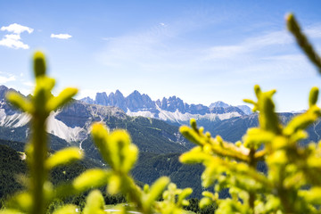 Beautiful Landscape  view from Plose to the Geisler Alps, Dolomites in South Tyrol