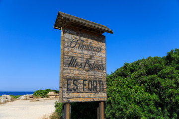 Fototapeta na wymiar The sign of the ES Forti in Cala D'Or, Mallorca