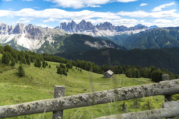 Fototapeta na wymiar Beautiful Landscape view from Plose to the Geisler Alps, Dolomites in South Tyrol