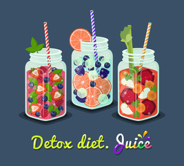 Detox Diet Mug Fresh Drink Vector Illustration