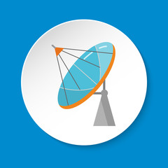 Parabolic antenna icon in flat style on round button