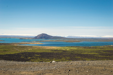 Spectacular volcanic landscape around Lake Myvatn, Iceland