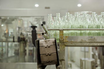 Beverage production line background.