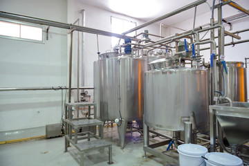 Beverage production line background.