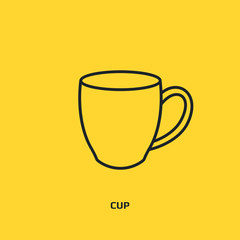 Cup logo graphic design concept. Editable element, can be used as logotype, icon, template in web and print. Thin line icon