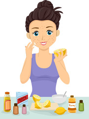 Teen Girl Pimple Diy Home Remedies Illustration