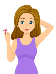 Teen Girl Shave Armpit Illustration