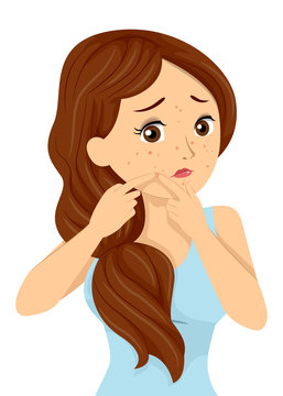 Teen Girl Prick Pimple Illustration