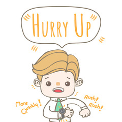 Vector illustration,Hand-drawn business man with texts in speech bubble. Cartoon doodle style.