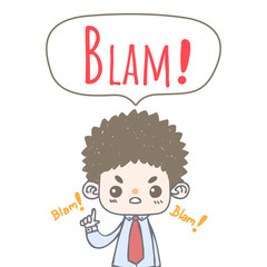 Vector illustration,Hand-drawn business man with texts in speech bubble. Cartoon doodle style.