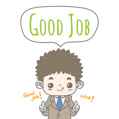 Vector illustration,Hand-drawn business man with texts in speech bubble. Cartoon doodle style.