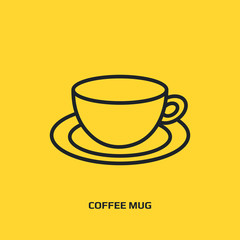Coffee Mug logo graphic design concept. Editable element, can be used as logotype, icon, template in web and print. Thin line icon