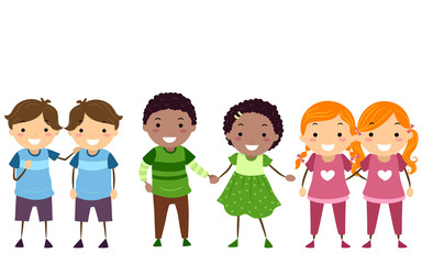 Stickman Kids Different Twins Illustration