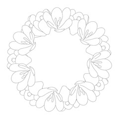 Crocus Flower Outline Wreath