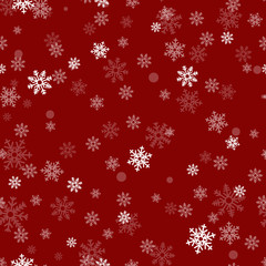 Snowflake seamless pattern. Snow on white background. Abstract wallpaper, wrapping decoration. Symbol winter, Merry Christmas holiday, Happy New Year celebration Vector illustration.