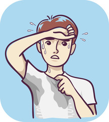 Obraz premium Man Symptom Excessive Sweating Illustration