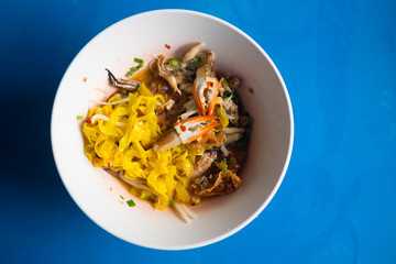 Delicious egg noodle with crab