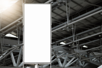 blank advertising billboard at airport,Mock up Poster media template Ads display in Subway station escalator