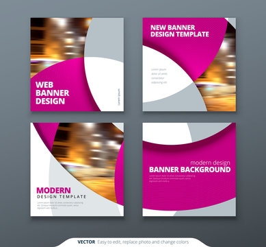 Square banner templtes with circles and shapes for a photo