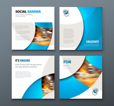 Square banner templtes with circles and shapes for a photo