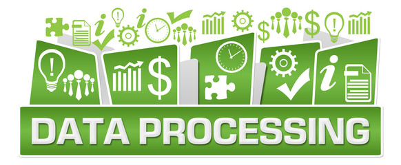 Data Processing Business Symbols On Top Green 