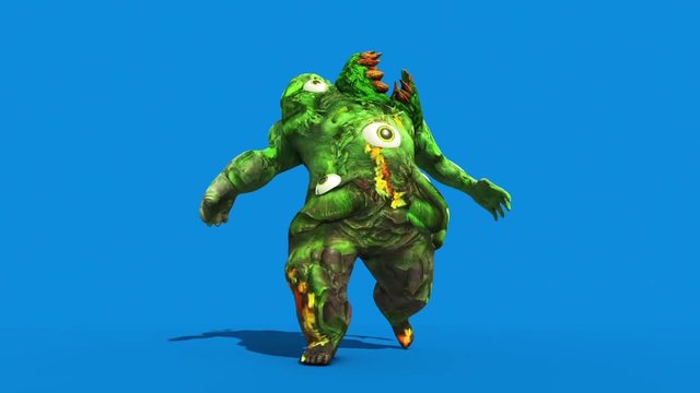 Monster man Carnivorous Plant Runcycle Blue Screen 3D Rendering Animation