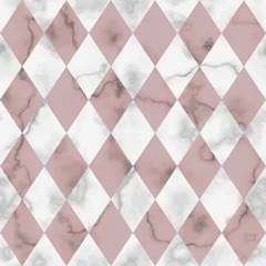 Keuken spatwand met foto Marble Luxury Check Rhombus Seamless Pattern © kronalux