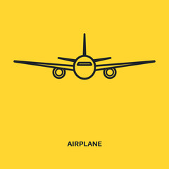 Airplane line icon. Travel sign line icon. Aircraft travel sign. Flight transport symbol