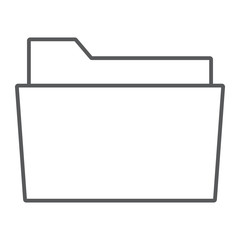 Folder thin line icon, office and work, file sign, vector graphics, a linear pattern on a white background, eps 10.