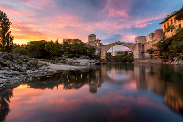 mostar  old city in Bosnia - 215829248
