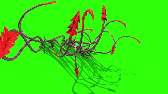 Monstrous Hooked Tentacles Attack Wall Front Green Screen 3D Rendering Animation