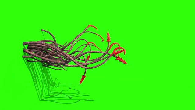 Monstrous Hooked Tentacles Attack Wall Side Green Screen 3D Rendering Animation