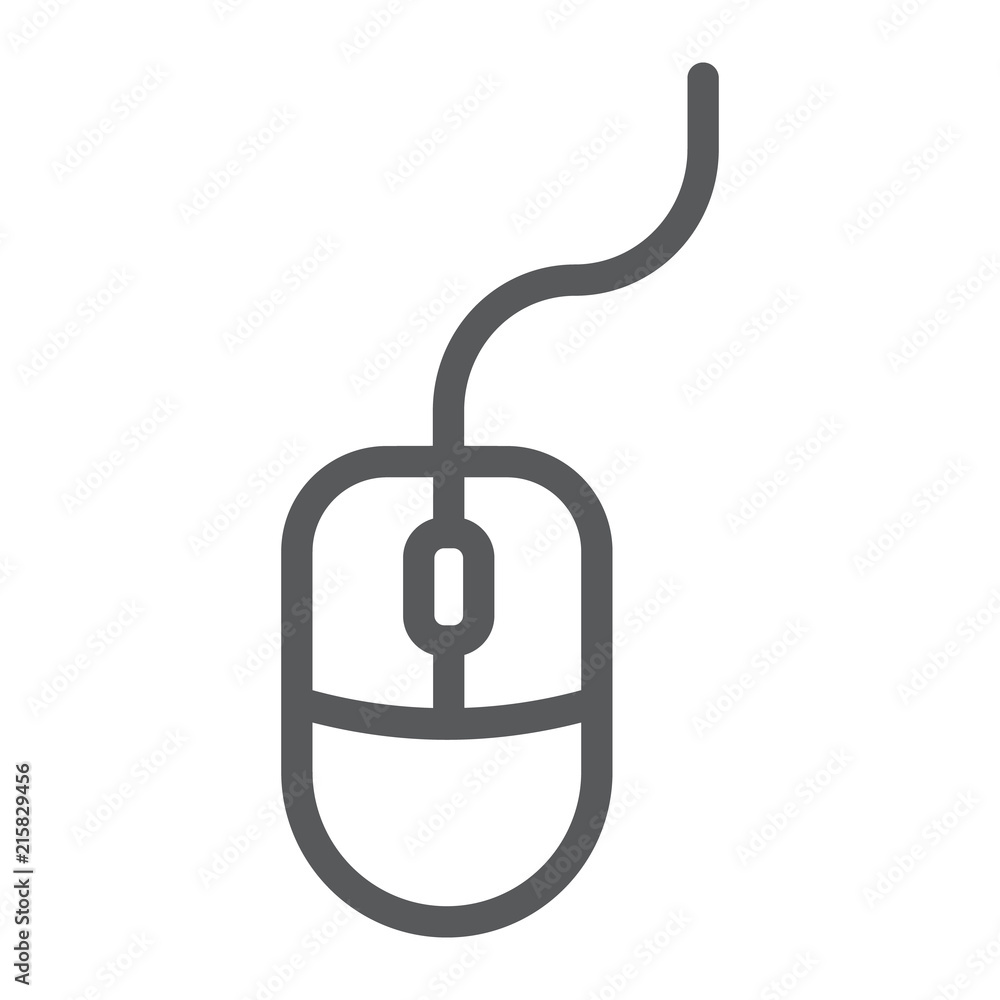 Poster mouse line icon, office and work, computer sign, vector graphics, a linear pattern on a white backgr