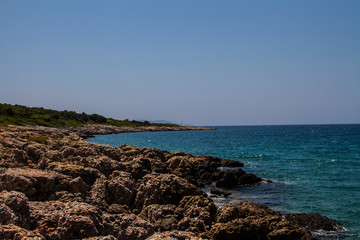rocks and beach in marmaris