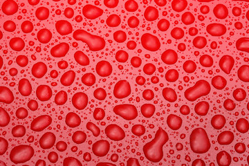 Water drops on red blackground