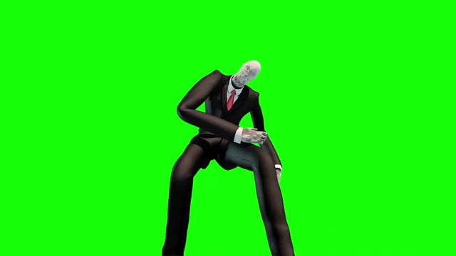 Slenderman Attacks Green Screen 3D Rendering Animation Horror