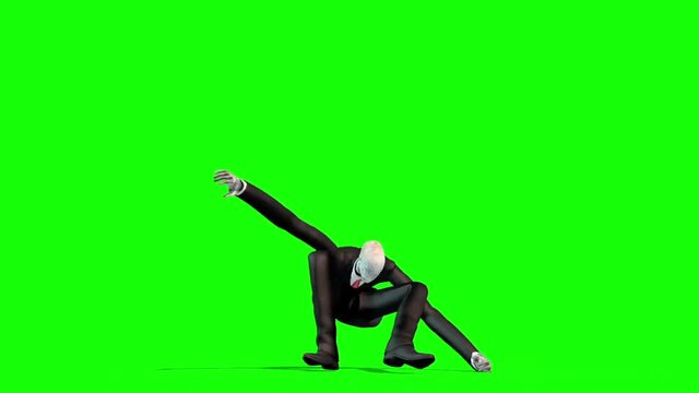 Slenderman Die Front Green Screen 3D Rendering Animation Horror