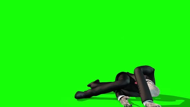 Slenderman Die Jump Back Green Screen 3D Rendering Animation Horror