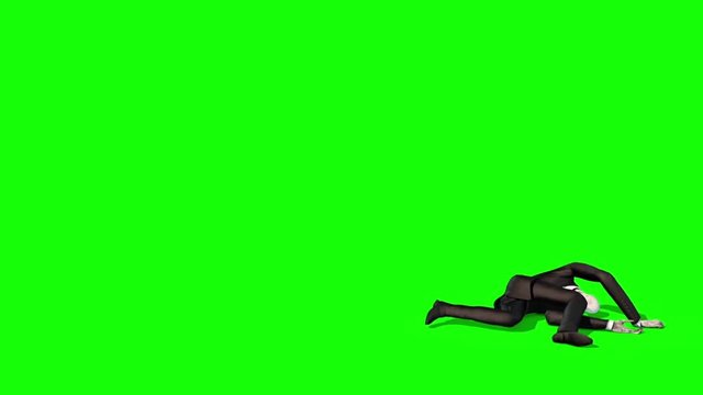 Slenderman Die Jump Side Green Screen 3D Rendering Animation Horror