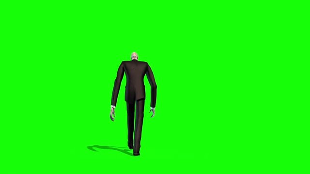 Slenderman Walks Back Green Screen 3D Rendering Animation Horror