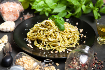 Pasta with pesto sauce