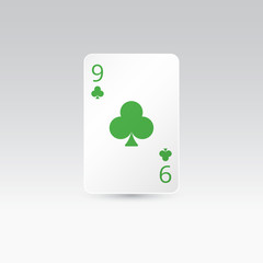 Nine of clubs playing card isolated