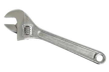 Adjustable wrench on white