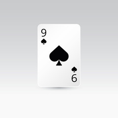 Nine of spades playing card isolated